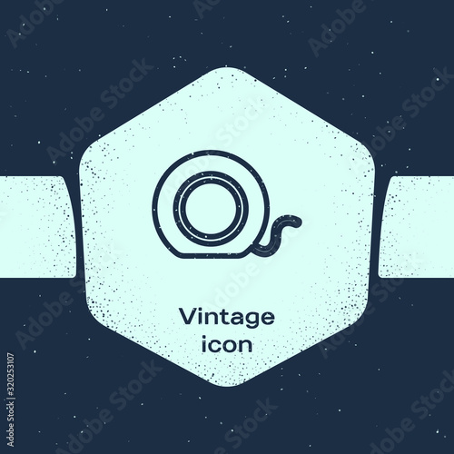 Grunge line Dental floss icon isolated on blue background. Monochrome vintage drawing. Vector Illustration