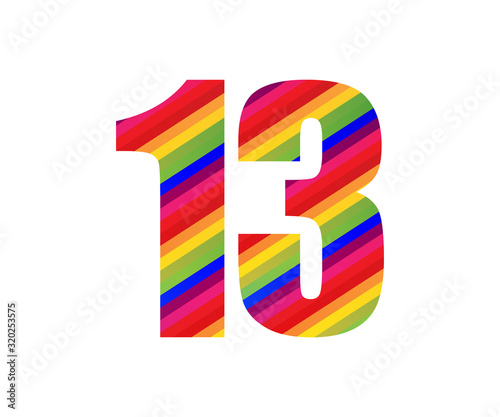 13 Number Rainbow Style Numeral Digit. Colorful Number Vector Illustration Free Download 13 Number Rainbow Style Numeral Digit. Colorful Number Vector Illustration - GFXLoad