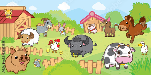 Animals in farm cute cartoon, Animal cartoon 