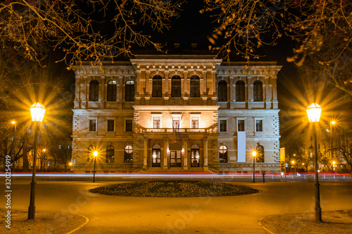 Photography Croatia, city of Zagreb, academy palace building and Zrinjevac park in the night