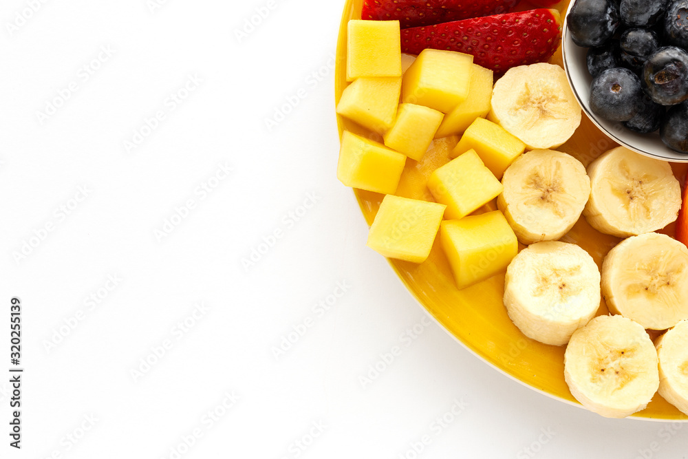 Assortment of fresh fruits seen from above Assortment of fresh fruits seen from above