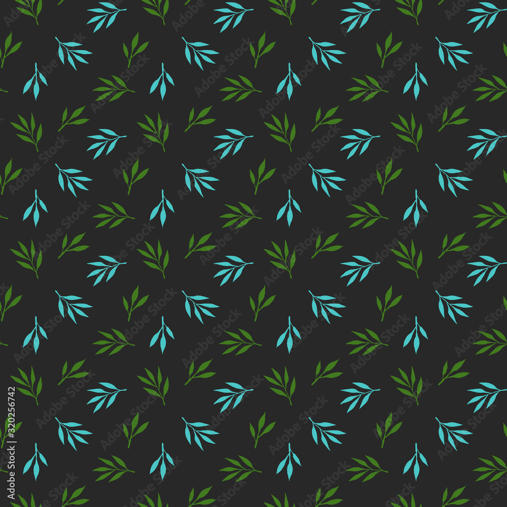 small blue and green branches, fabric design, vector illustration seamless pattern small blue and green branches, fabric design, vector illustration seamless pattern