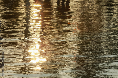 reflection of wave and sun light on water for abstract background