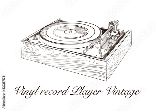 vinyl Player vintage Classic Sketch Vector Drawing