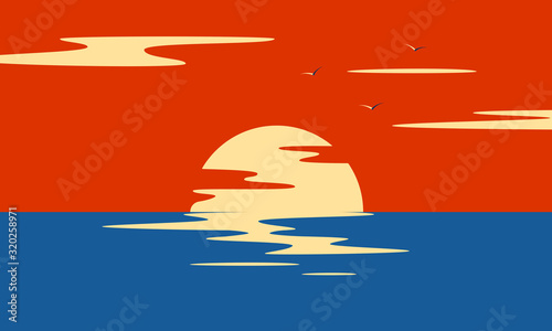 Sea sunset. Summer tropical evening. Nature landscape and seascape. 