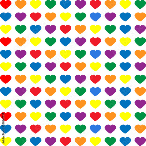 Colorful Hearts pattern. Valentines day background, vector illustration.Print card, cloth, clothing, wrap, wrapper, web, cover, label, banner, poster, website, invitation.