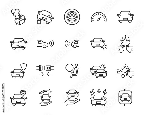 set of car icons, accident, insurance, auto, vehicle