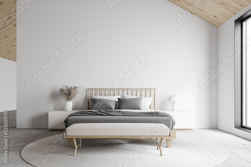 White attic master bedroom interior photo