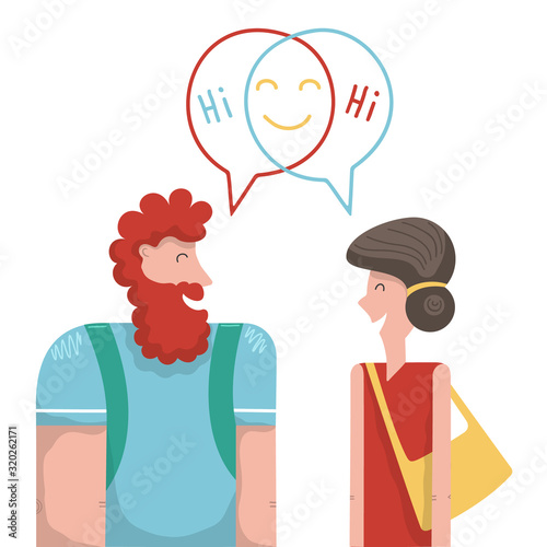 The guy and the girl have fun talking