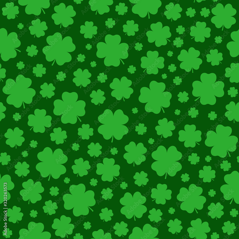Four-leaf clover seamless pattern. Vector illustration.