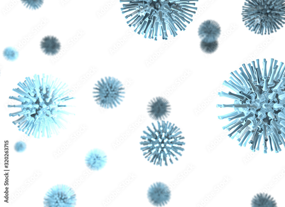 3D render illustration virus cells background 