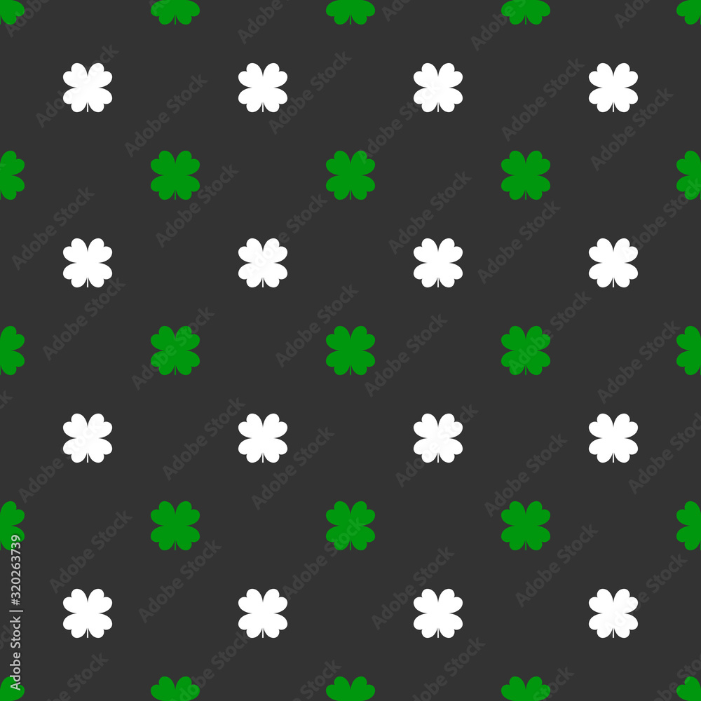 Four leaf clover seamless pattern. Vector illustration.
