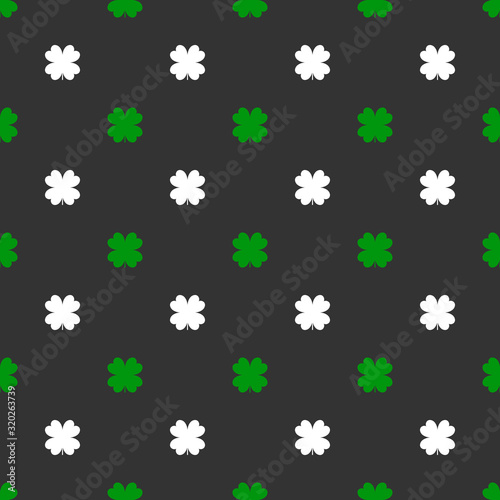Four leaf clover seamless pattern. Vector illustration.