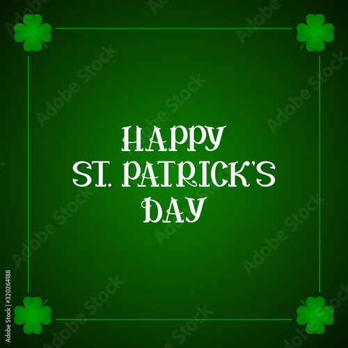Greeting card with HAPPY ST PATRICKS DAY lettering. Vector illustration.