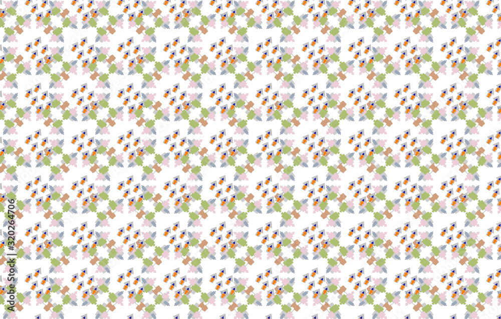 seamless pattern of arrows with green, pink, gray and orange colours. Geometric design template with simple symmetric ornament. for carpet, surface design, fabric, textile, banner or wrapping paper seamless pattern of arrows with green, pink, gray and orange colours. Geometric design template with simple symmetric ornament. for carpet, surface design, fabric, textile, banner or wrapping paper