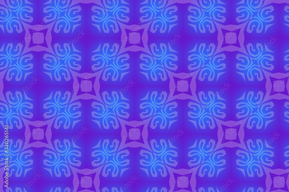 Purple background pattern from the cross figures. Geometric seamless design template with simple symmetric ornament. Creative raster pattern in violet and blue colour