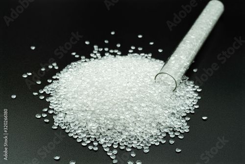 Close up of  plastic polymer granules, Plastic beads