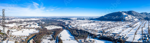 Isartal Bavaria Germany Mountains Winter Drone