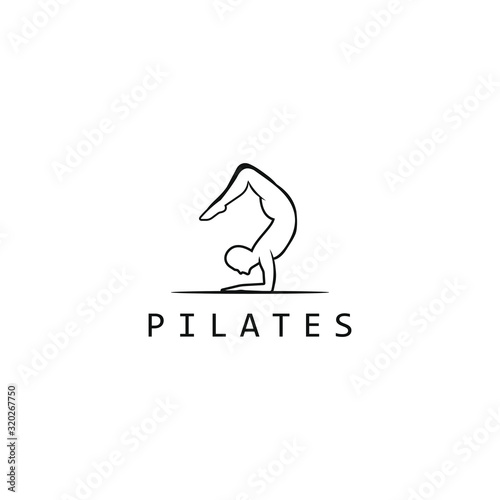 Pilates Yoga Outline Exercise Body Fitness Healthy Lifestyle Illustration Vector Design