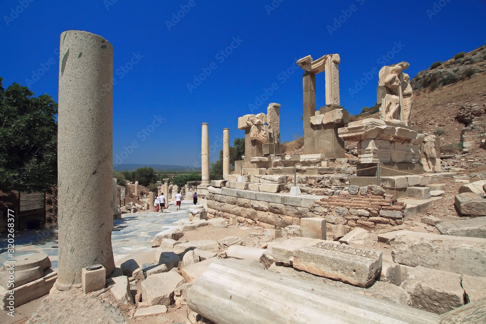 The ancient city of Ephesus in Turkey. The ancient Greek city of Ephesus in sunny weather.