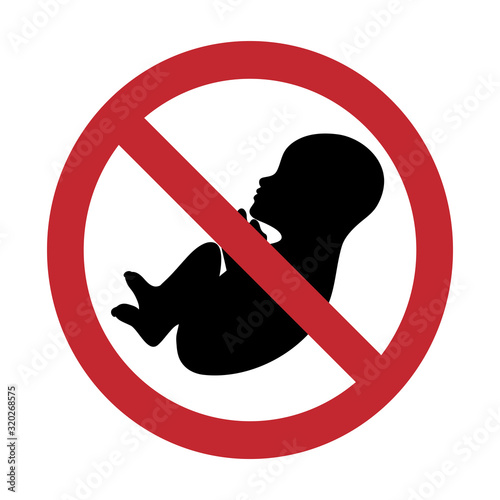 Vector illustration of abortion symbol on white background. Sign of no baby.