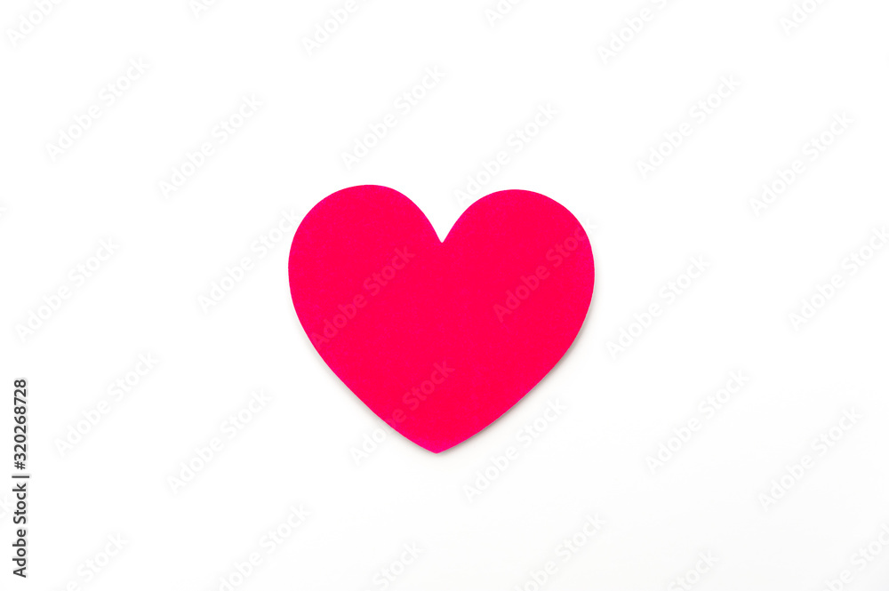 Love heart shape on white background with copy space. Celebration for World Wedding Day, Valentine's Day, Mother's Day, etc. Horizontal shot.