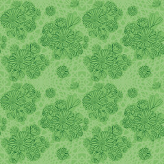 Poster Grüne Muster Hellgrünes Blütenmuster im Vintage Stil  © olenadesign