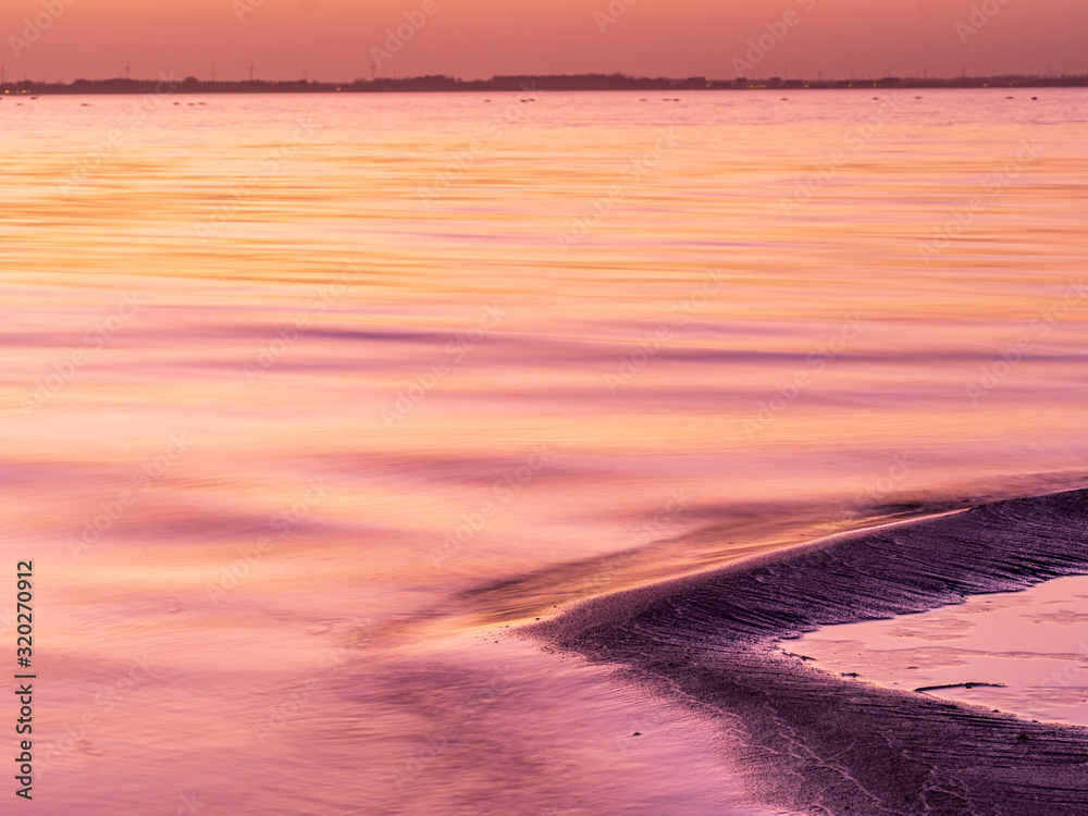Pink Beach Sunset in Netherlands