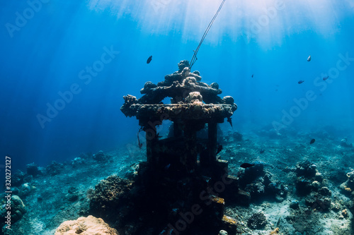 Underwater temple in ocean near Amed, Bali. Diving site in Bali photo