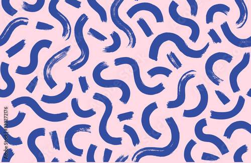 Vector hipster seamless pattern with brush stroke elements. Stylish abstract background.
