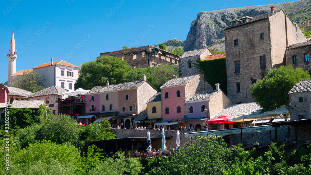 Old town of Mostar, Bosnia and Herzegovina April 2019.