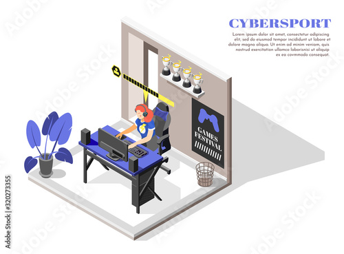 Cybersport Isometric Colored Composition