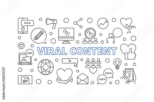 Viral Content vector creative concept outline horizontal illustration