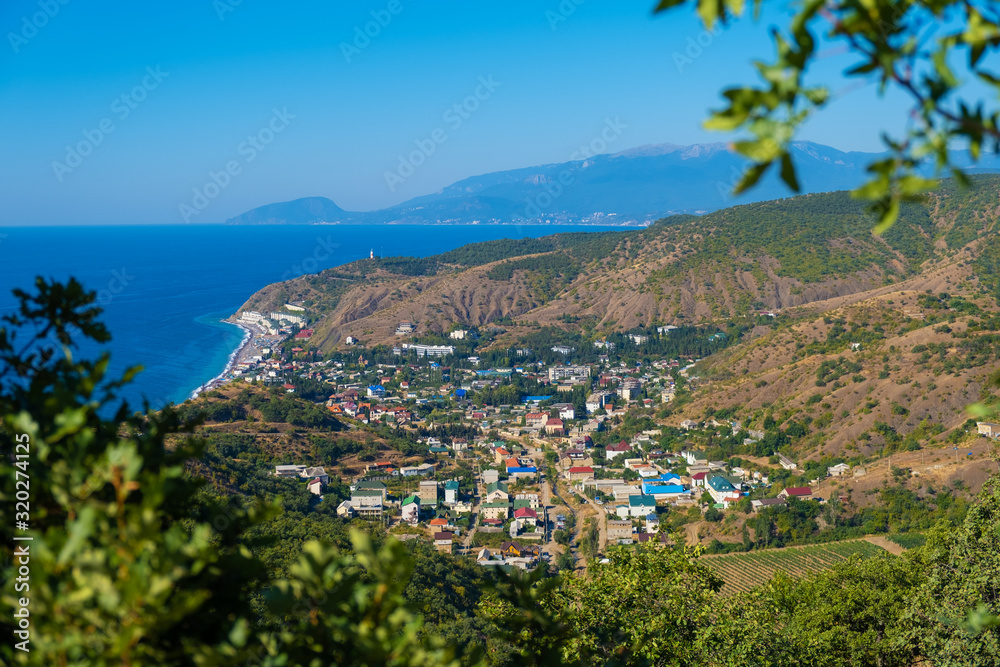Crimea landscape. taken from a height. On the Black Sea.