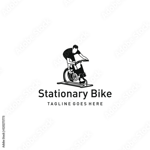 Stationary Bike Cycling Exercise Machine Bicycle Indoor Studio Fitness Logo Silhoutte