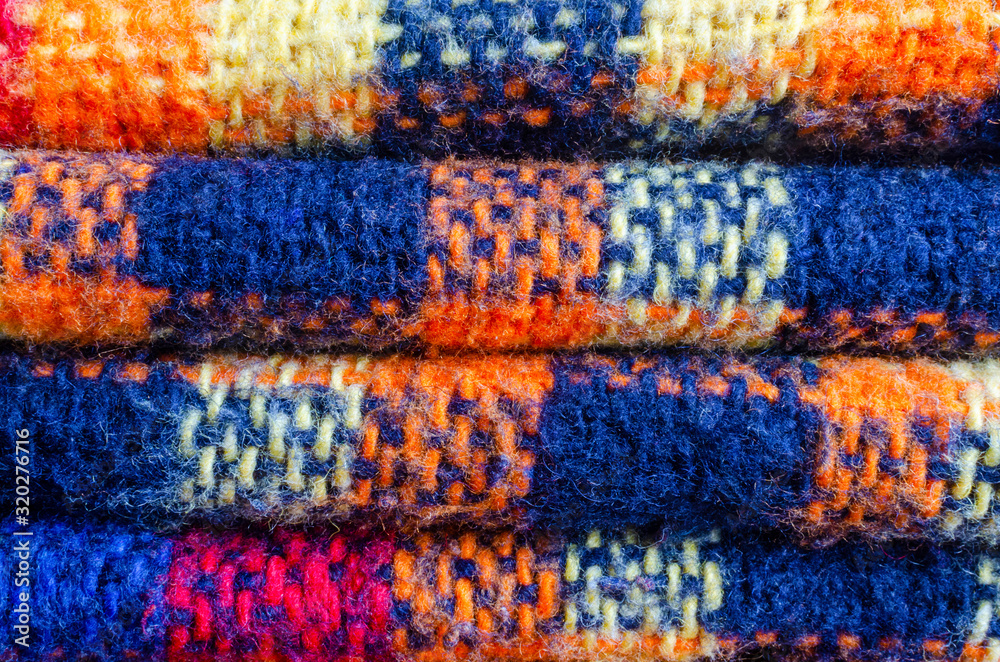 Stack of beautiful colored wool blankets Stack of beautiful colored wool blankets