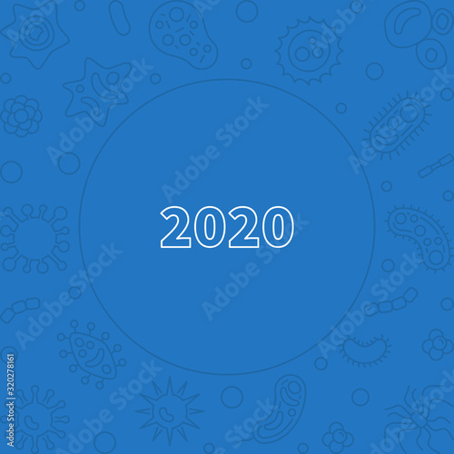 Viruses in 2020 outline blue vector concept frame or illustration