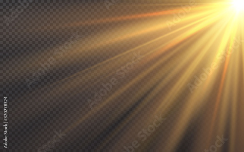 Sunlight special lens flash light effect on transparent background. Effect of blurring light. Vector Illustration