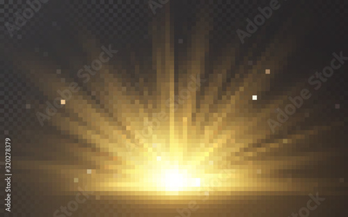 Sunlight special lens flash light effect on transparent background. Effect of blurring light. Vector Illustration