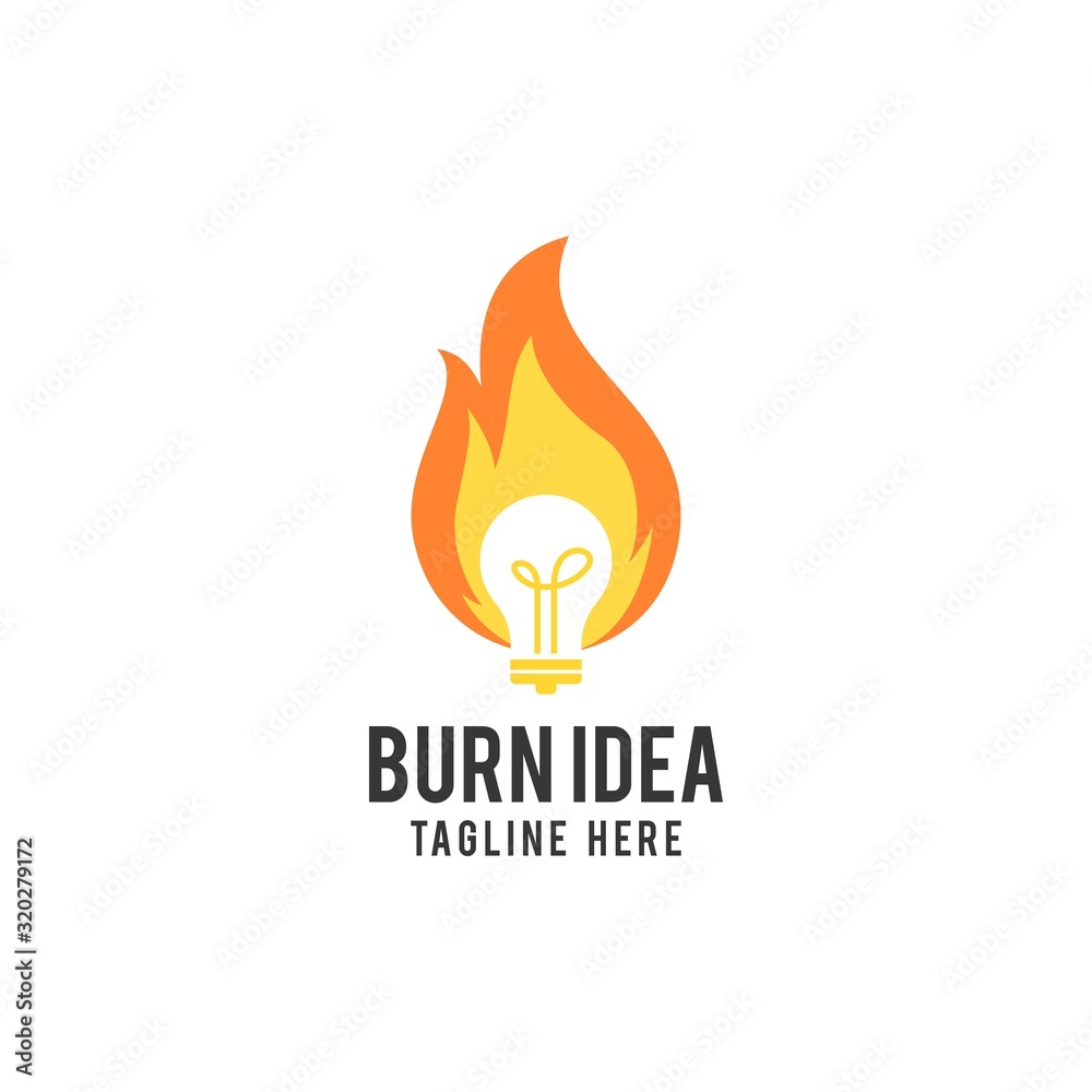 burn idea logo design. light bulb and fire flame vector illustration for creative agency graphic template burn idea logo design. light bulb and fire flame vector illustration for creative agency graphic template