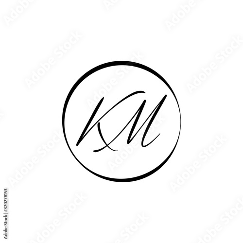 Initial Alphabet KM Logo Design vector Template. Linked Letter KM Logo Vector