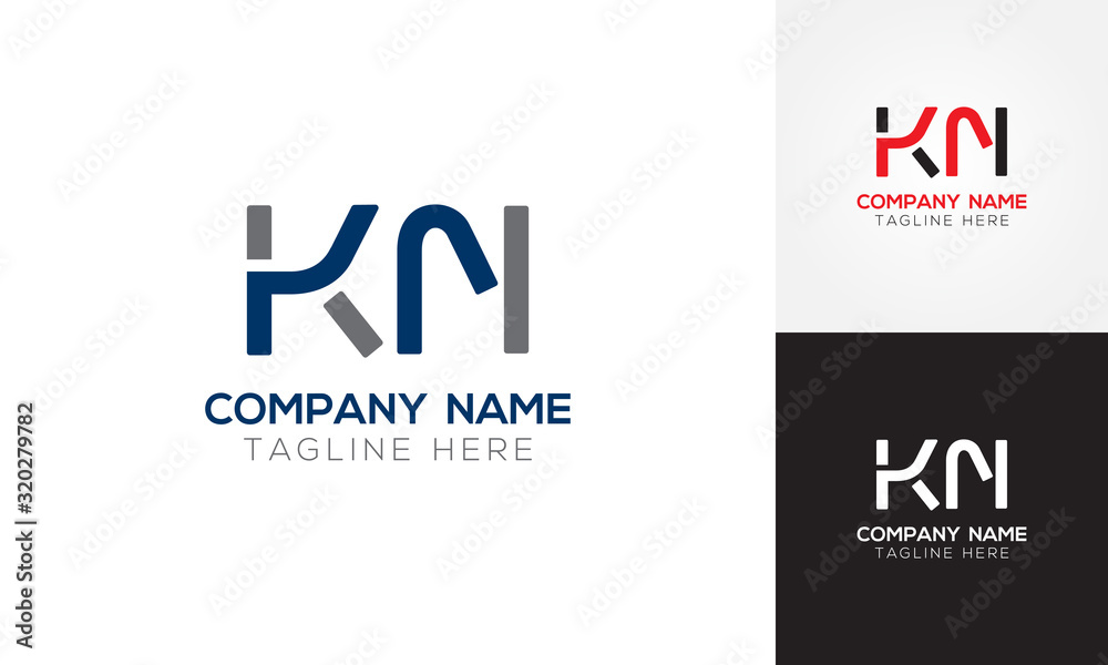 Initial Alphabet KN Logo Design vector Template. Linked Letter KN Logo Vector