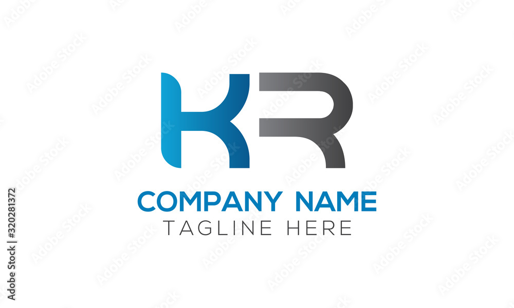Initial Alphabet KR Logo Design vector Template. Linked Letter KR Logo Vector