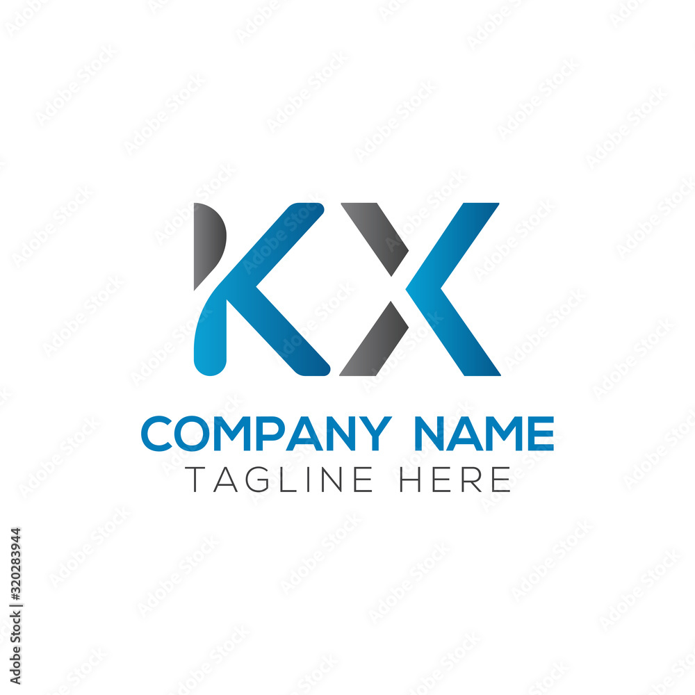 Initial Alphabet KX Logo Design vector Template. Linked Letter KX Logo Vector Initial Alphabet KX Logo Design vector Template. Linked Letter KX Logo Vector