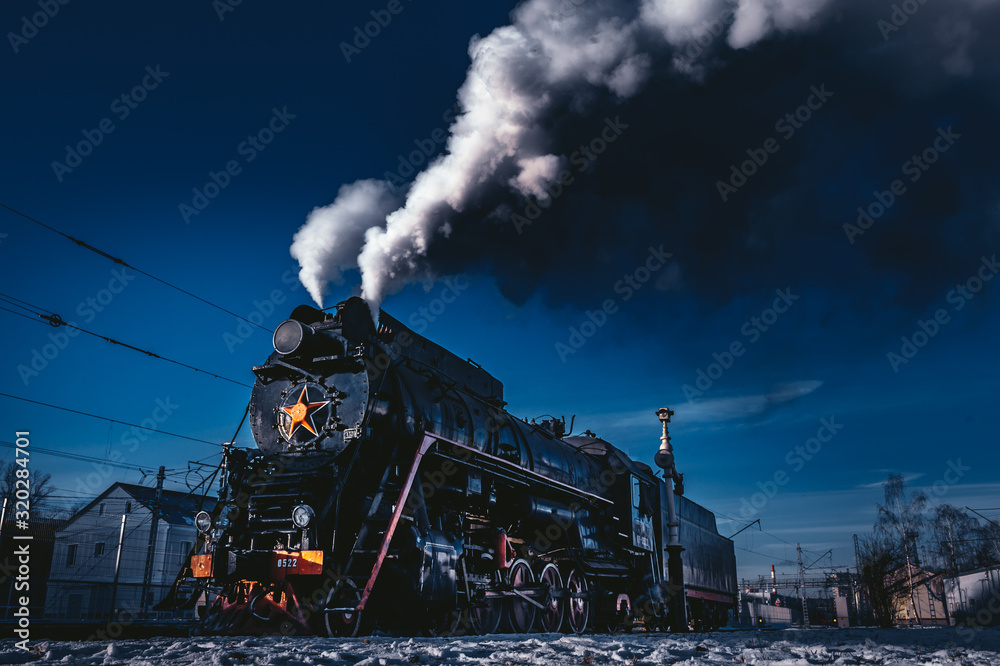 Fototapeta premium Old Soviet-era steam locomotive P-36