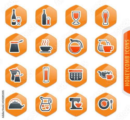Utensils for the preparation of beverages icons
