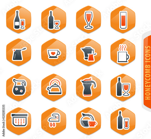 Utensils for the preparation of beverages icons