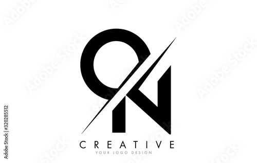 ON O N Letter Logo Design with a Creative Cut.