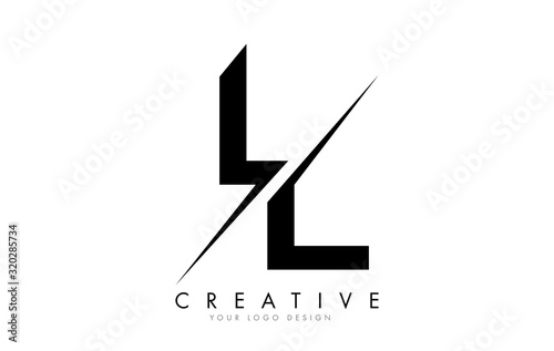 LL L L Letter Logo Design with a Creative Cut. photo