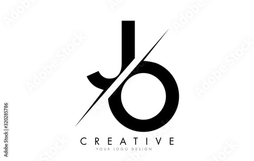 JO J O Letter Logo Design with a Creative Cut.